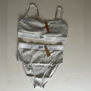 SKIMS Cotton Rib Scoop Bralette & High Waist Brief